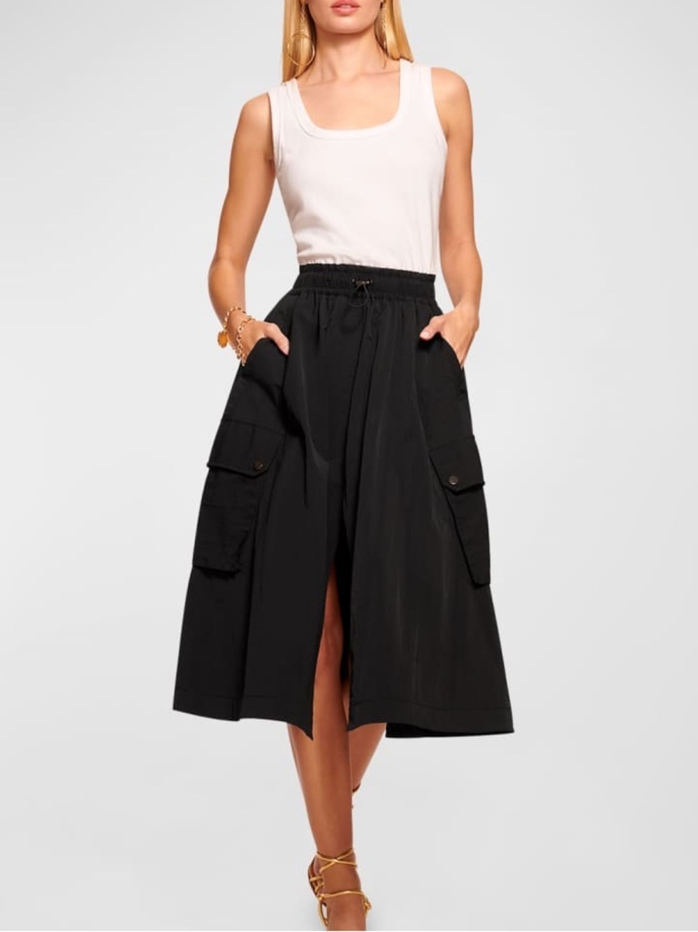 Ramy Brook Giovanna Drawstring Waist Dress in black & white - Size M
